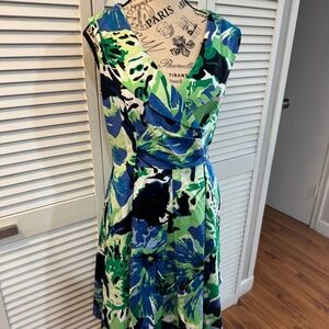 Calvin Klein- Floral Green and Blue Women's Dress Medium